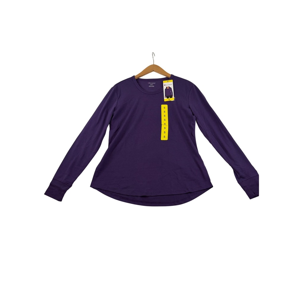 Champion Womens‎ Purple Long Sleeve Crew Neck Activewear Tee Shirt Small NEW